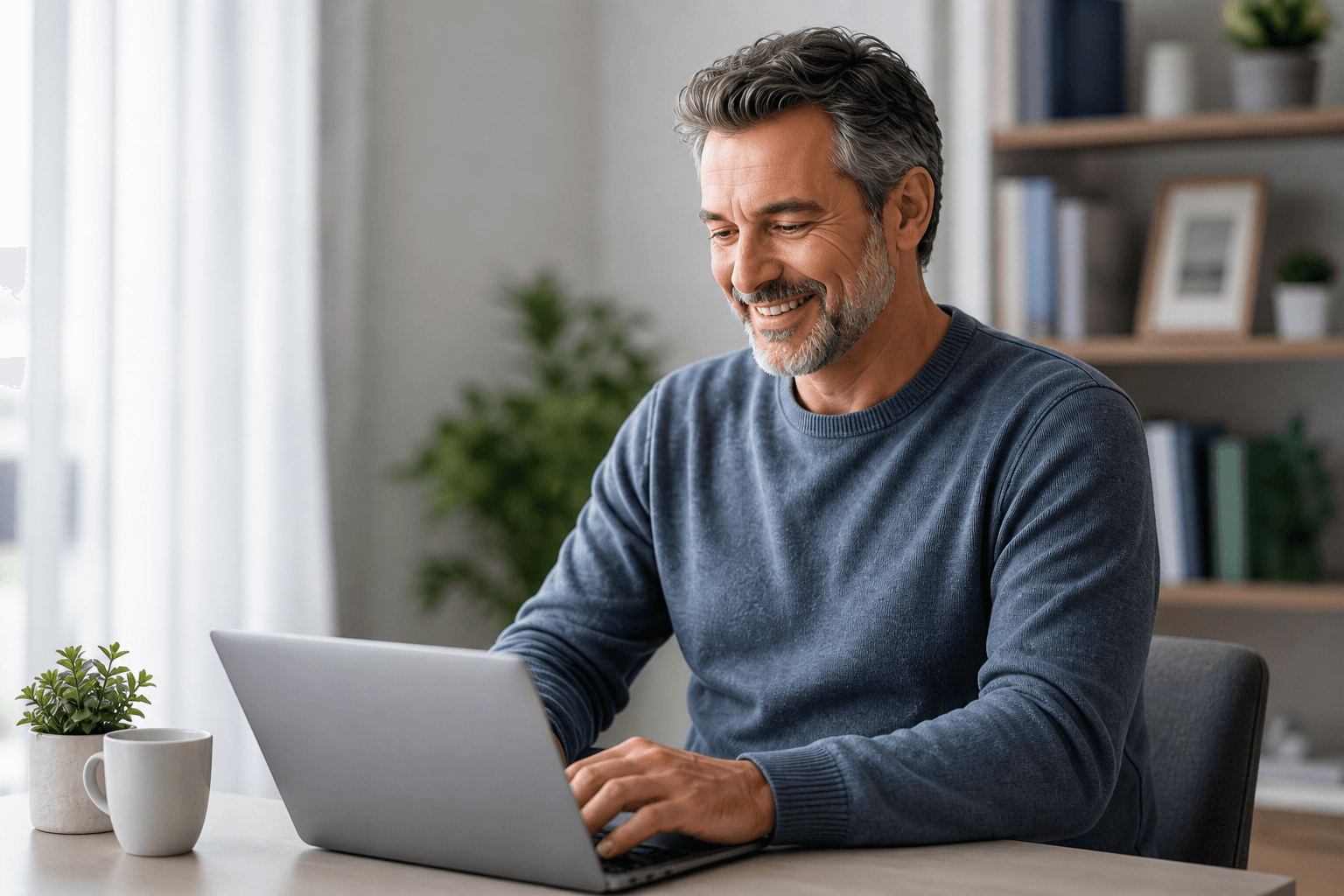 Pessoa em consulta online pelo notebook